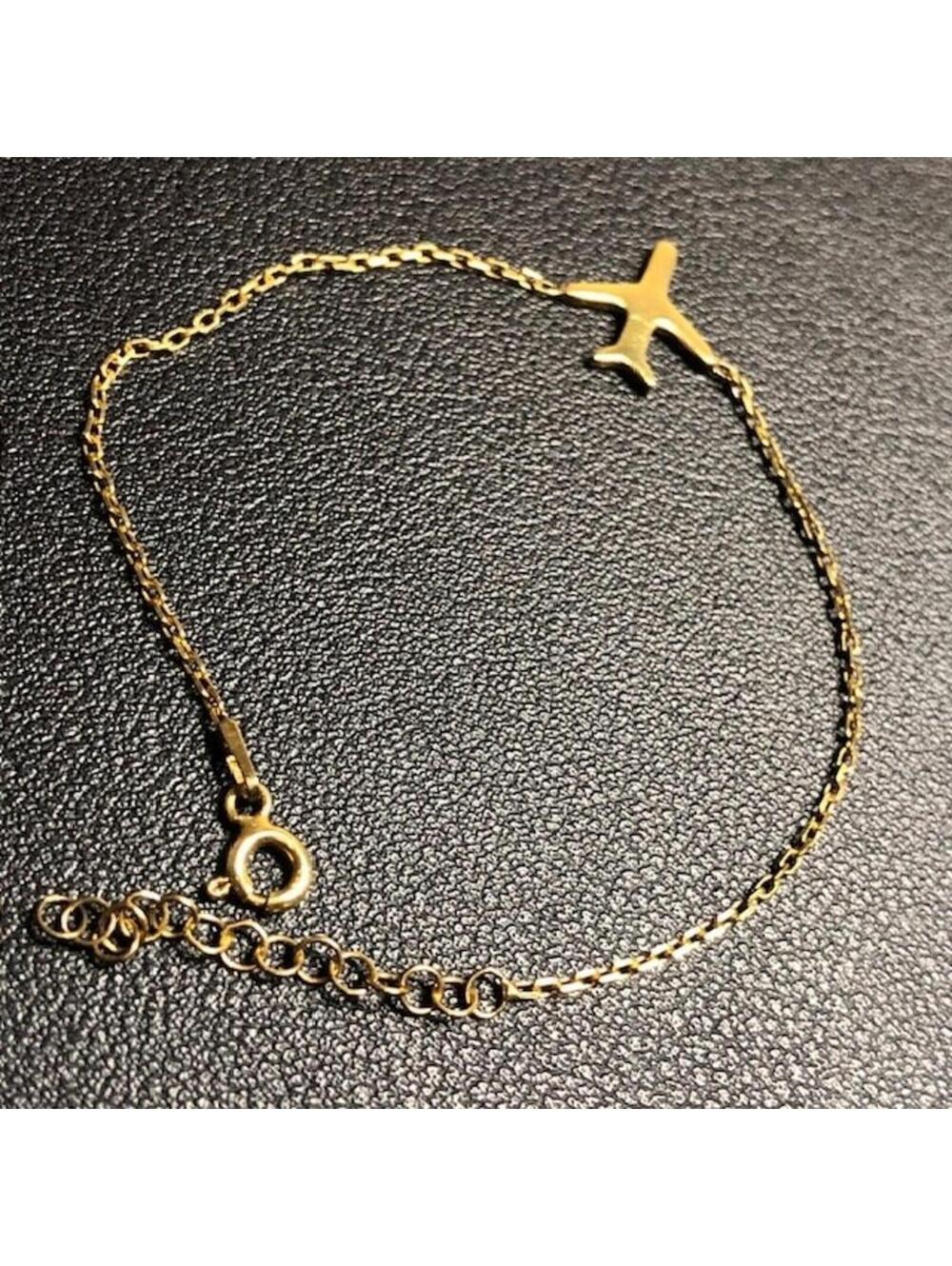 B1911 Vermeil Gold over Sterling silver Dainty Airplane Bracelet 6-7"